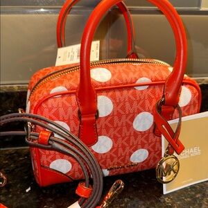 Michael Kors Red and White Polka Dot Satchel